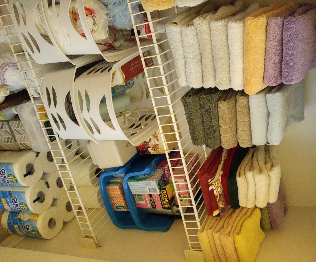 organized linen closet